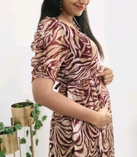 Safari Stripe-Georgette Maternity Maxi - Xl