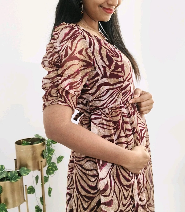 Safari Stripe-Georgette Maternity Maxi - Xl