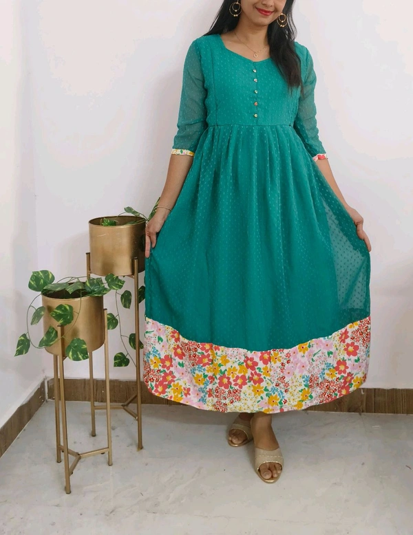 Turquoise Dream-Georgette Feeding Kurti - Blue Chill, Xl
