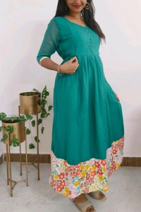 Turquoise Dream-Georgette Feeding Kurti - Blue Chill, Xxl
