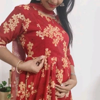 Red Blossom -Feeding Kurti With Shawl - L, Red