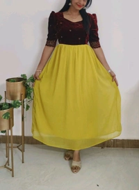 Maroon Sunset-Maternity Party Wear - M
