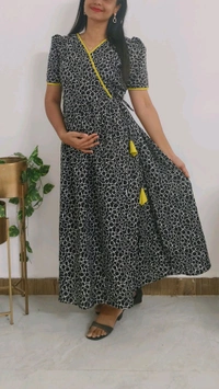 Black-Cotton Maternity Kurti - Black, Xxl