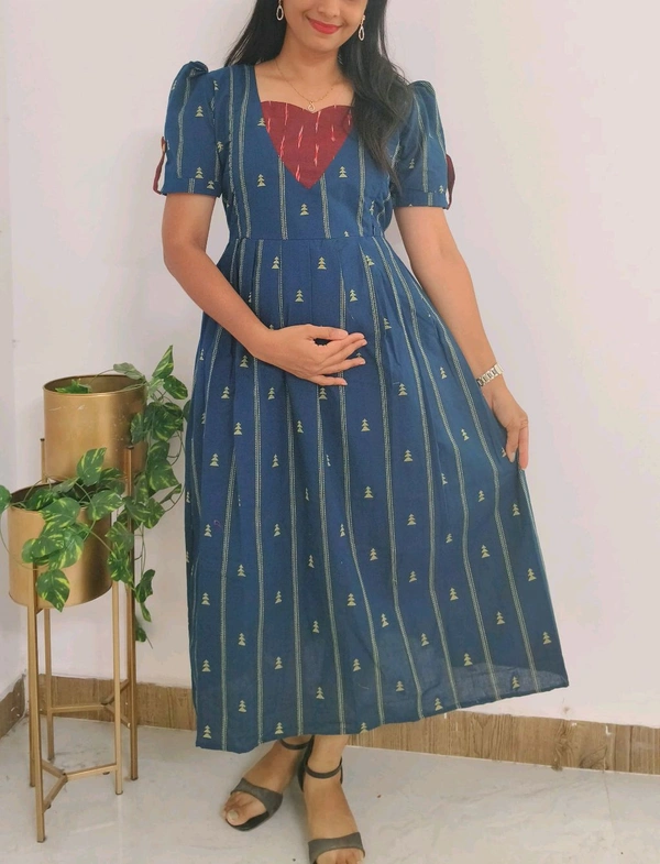Dark Blue-cotton Maternity Wear - M
