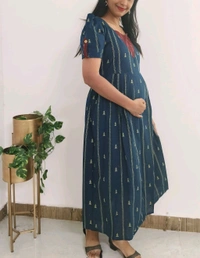 Dark Blue-cotton Maternity Wear - M