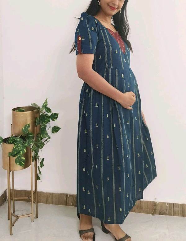 Dark Blue-cotton Maternity Wear - M