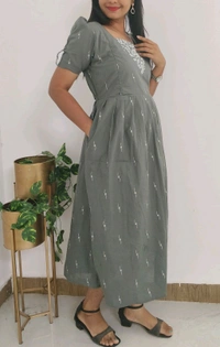Grey-cotton Maternity Kurti - Xl