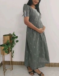 Grey-cotton Maternity Kurti - Xl