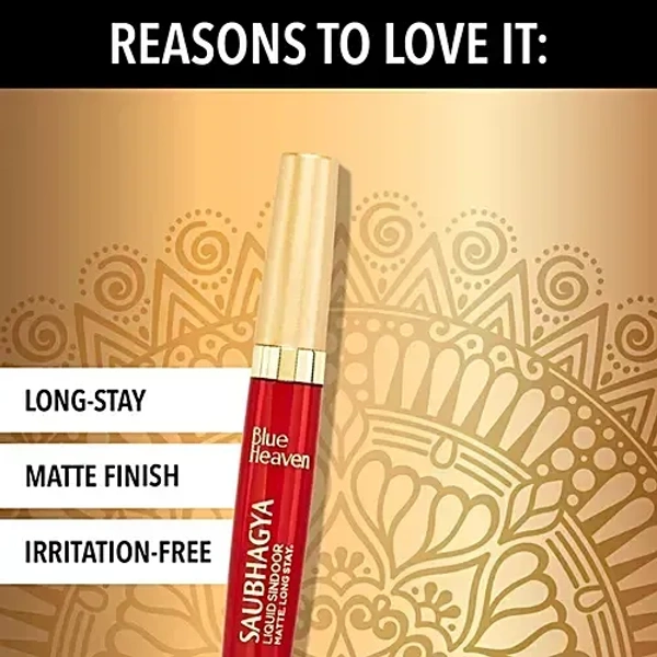 Blue Haven  Blue Heaven Saubhagya Liquid Sindoor - Matte Finish, Long Stay, 7 ml Red - 1