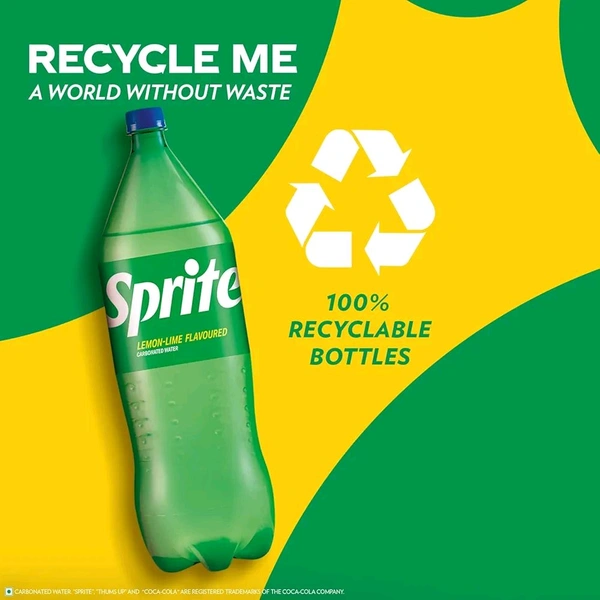 Sprite Lemon-Lime Flavoured Cold Drink | Refreshing Taste | Clear Soft Drink with No Added Colours | Recyclable PET Bottle, 2 L