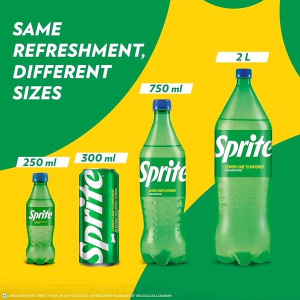 Sprite Lemon-Lime Flavoured Cold Drink | Refreshing Taste | Clear Soft Drink with No Added Colours | Recyclable PET Bottle, 2 L