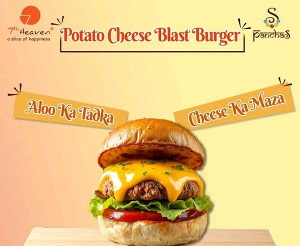 7th Heaven  Potato Cheese Blast Burger (With French Fries)
