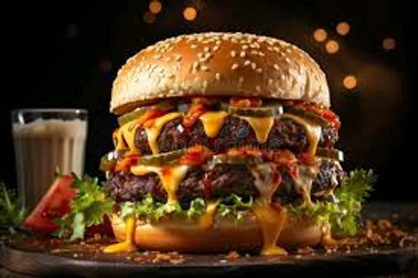 7th Heaven  Double Patty Mega Burger (With French Fries)