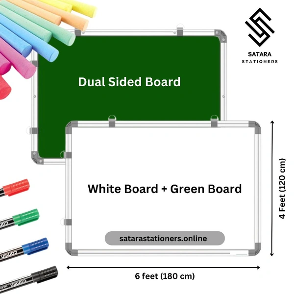 White Board 4 X 6 Feet Double Sided Whiteboard & Chalkboard Both Side