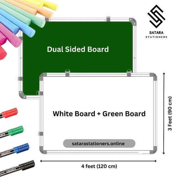White Board 3 X 4 Feet Double Sided Whiteboard & Chalkboard Both Side