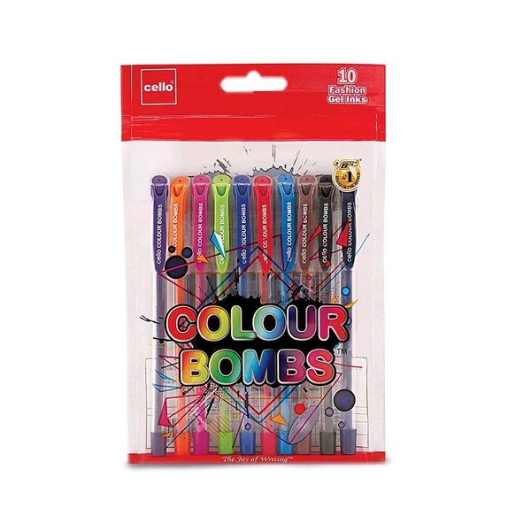 Cello Colour Bombs Coloured Ink Gel Pens | Pack of 10