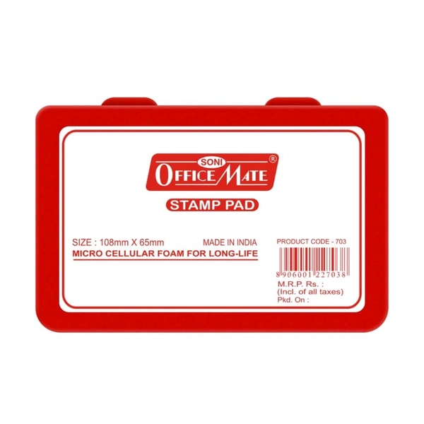 Soni Officemate Red Stamp Pad for Office - Red
