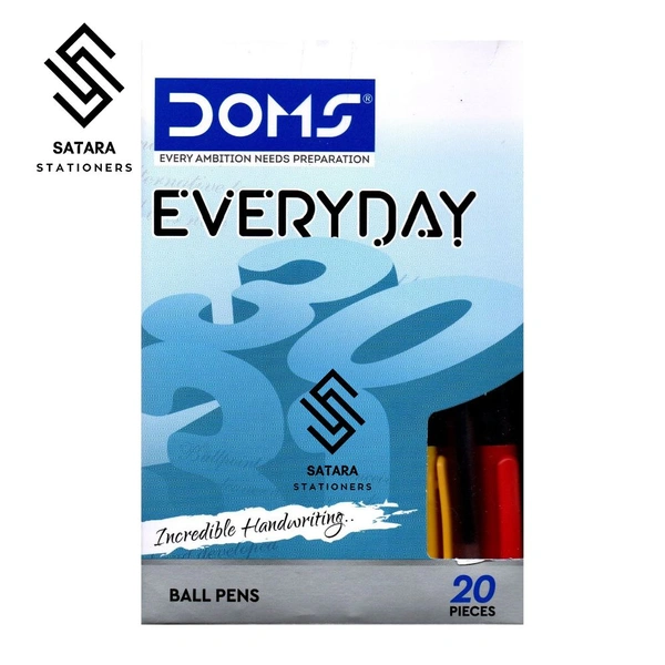 Doms Everyday Ball Pen | Pack Of 20 Pens - Black