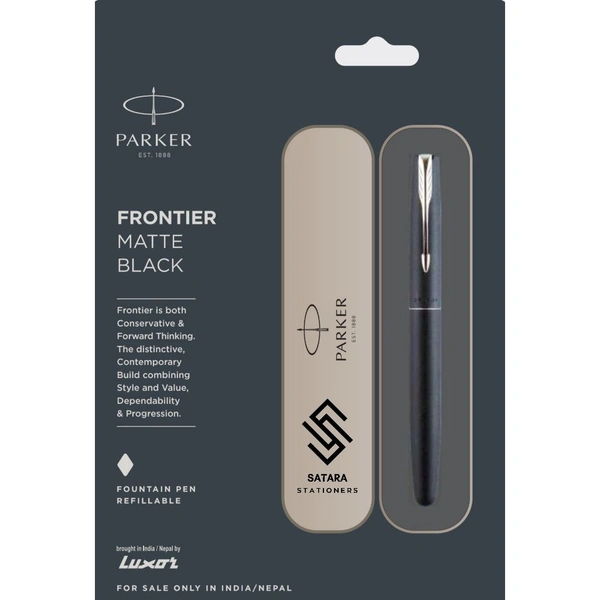 Frontier Matte Black Fountain Pen With Stainless Steel Trim