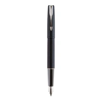 Frontier Matte Black Fountain Pen With Stainless Steel Trim