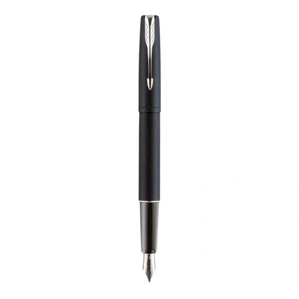 Frontier Matte Black Fountain Pen With Stainless Steel Trim