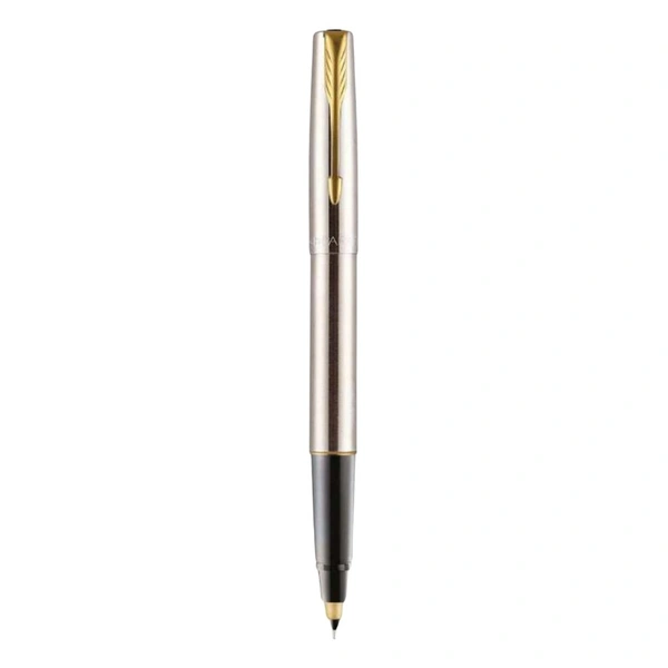 Frontier Stainless Steel Roller Ball Pen With Gold Trim 
