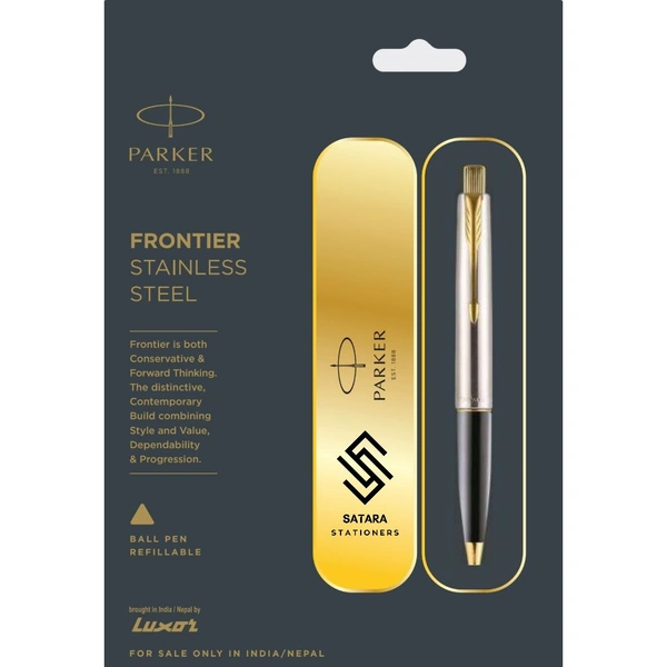 Frontier Stainless Steel Ball Pen With Gold Trim