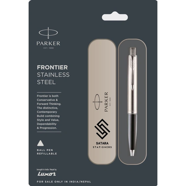 Frontier Stainless Steel Ball Pen With Stainless Steel Trim