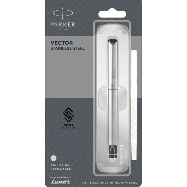 Vector Stainless Steel Roller Ball Pen With Stainless Steel Trim