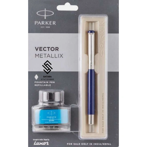 Vector Metallix Fountain Pen With Stainless Steel Trim 