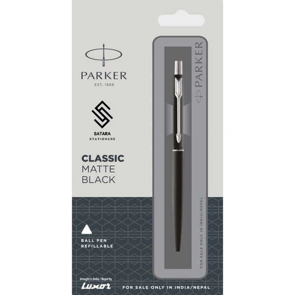 Classic Matte Black Ball Pen With Chrome Trim