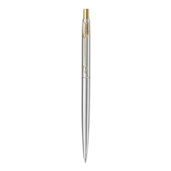 Classic Stainless Steel Ball Pen With Gold Trim 