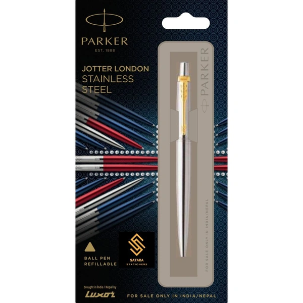 Jotter London Stainless Steel Ball Pen With Gold Trim