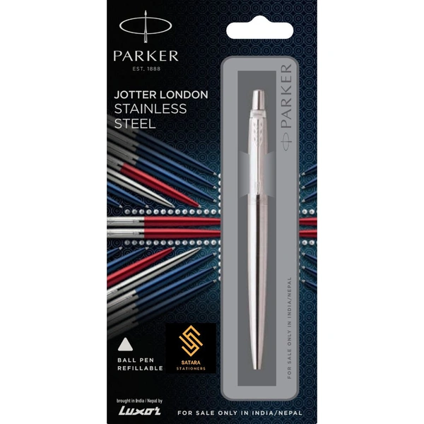 Jotter London Stainless Steel Ball Pen With Stainless Steel Trim