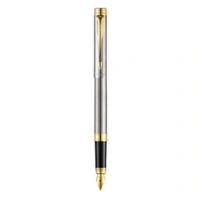 Folio Stainless Steel Fountain Pen With Gold Trim 