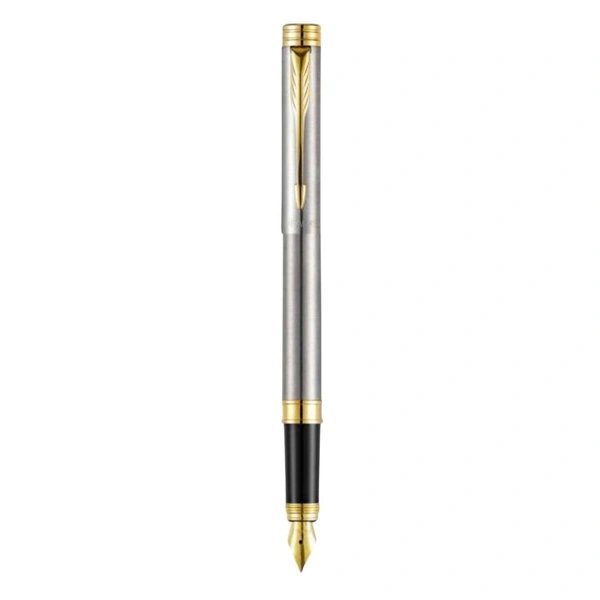 Folio Stainless Steel Fountain Pen With Gold Trim 