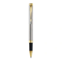 Folio Stainless Steel Roller Ball Pen With Gold Trim 