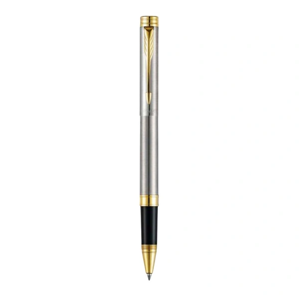 Folio Stainless Steel Roller Ball Pen With Gold Trim 