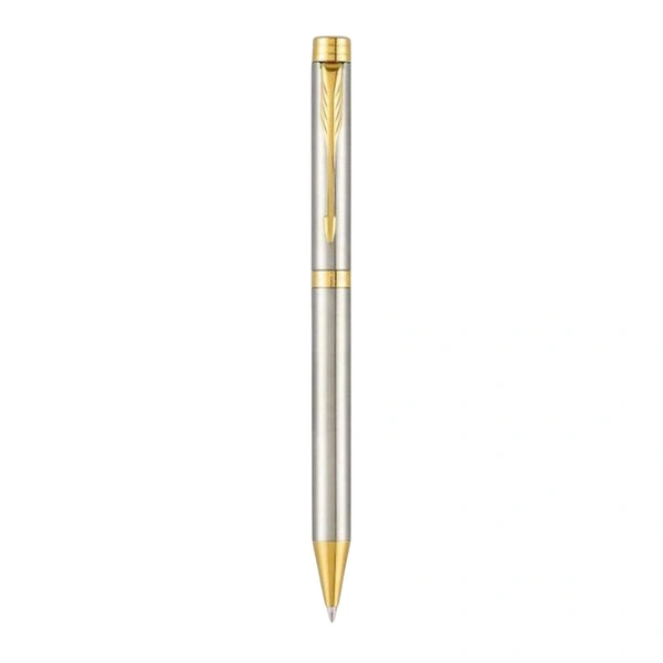 Folio Stainless Steel Ball Pen With Gold Trim 