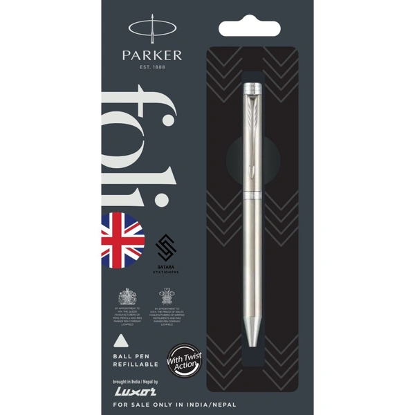 Folio Stainless Steel Ball Pen With Stainless Steel Trim 