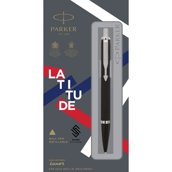 Latitude Matte Black Ball Pen With Chrome Trim