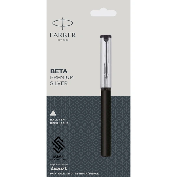 Beta Premium Silver Ball Pen With Stainless Steel Trim 
