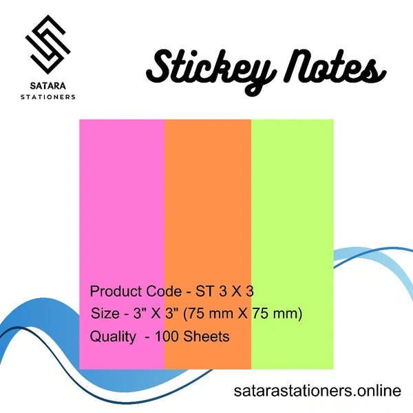 Stickey Notes 3 Colour - 3" X 3"