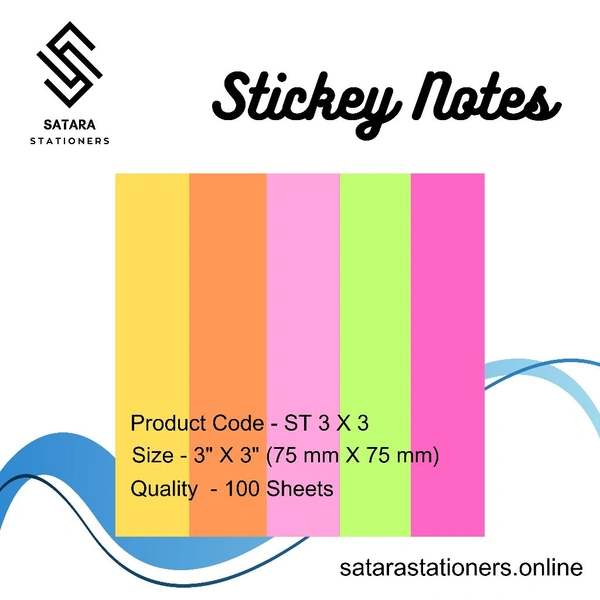 Stickey Notes 5 Colour - 3" X 3"