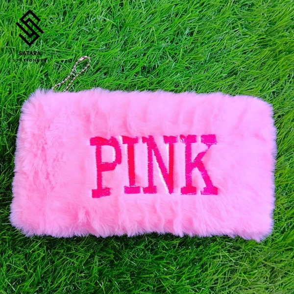 Pink Soft Fur Pouch