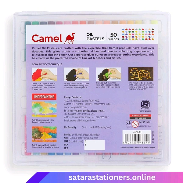Oil Pastels | 50 Shade | Camel | Plastic Pack