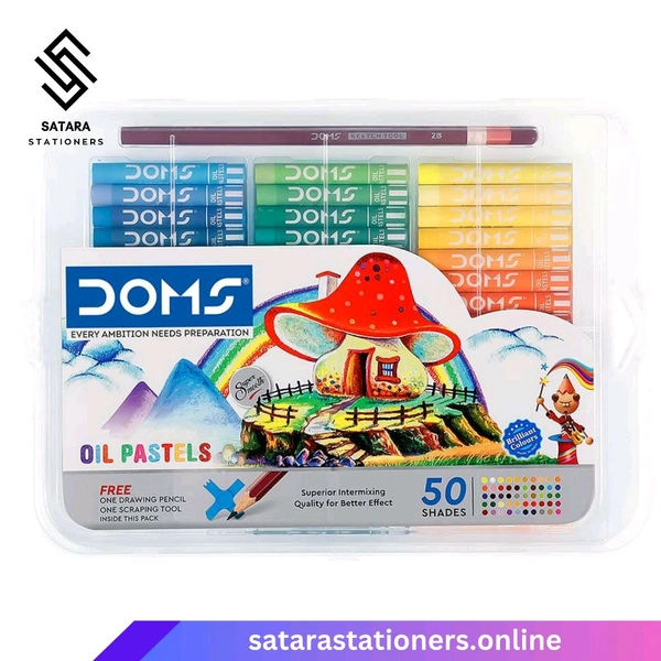 Oil Pastels | 50 Shade | DOMS | Plastic Pack