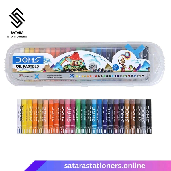 Oil Pastels | 25 Shade | DOMS | Plastic Pack
