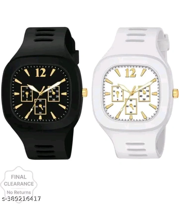 Black and white combo analog watch for kids girl nd boysNam  - Black, Fre Size