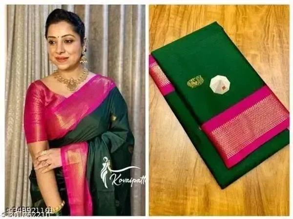 Paithani Cotton Silk Tassels and Latkans Saree (Green &Rani) - Free Size